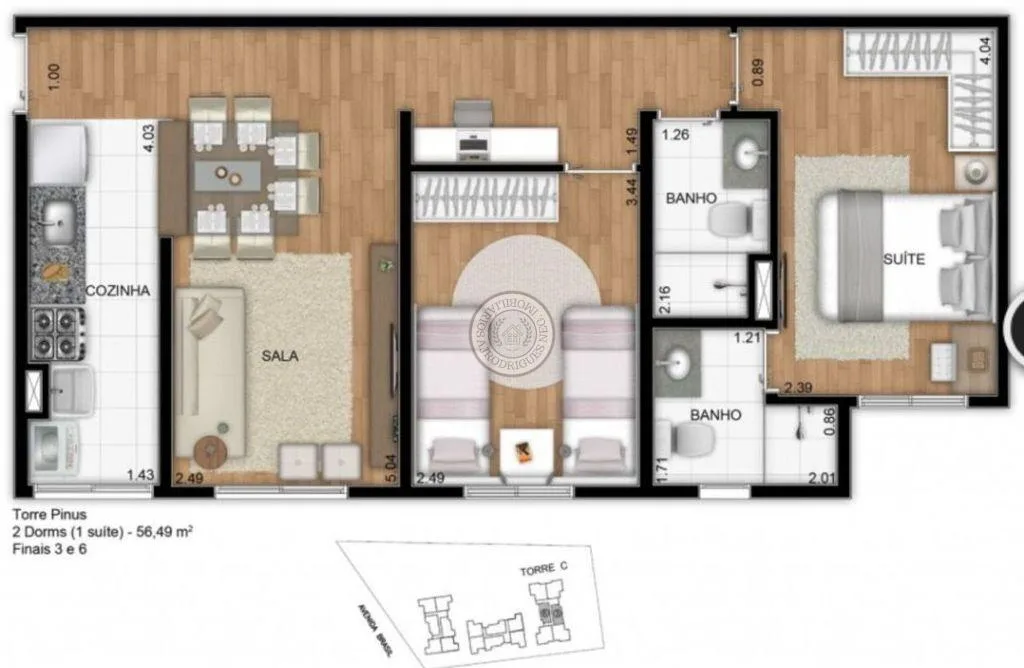 Apartamento para Venda em São Roque, Jardim Carambeí, 2 dormitórios, 1 suíte, 2 banheiros, 1 vaga